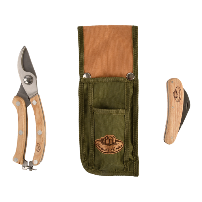 Комплект за резитба от неръждаема стомана Esschert Design - 3 части (калъф,ножица,нож)