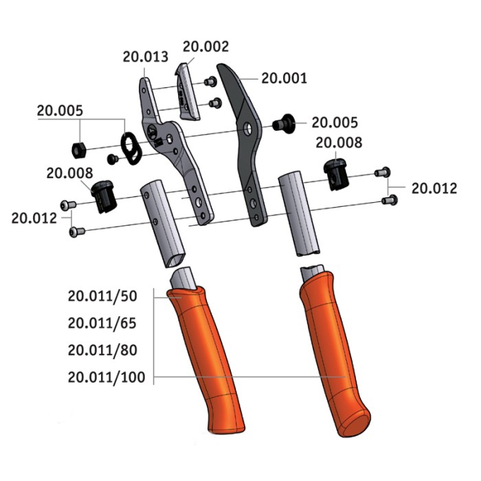 Ножица за клони 100см дръжки, 1300 гр (тип секатор) LOWE 20