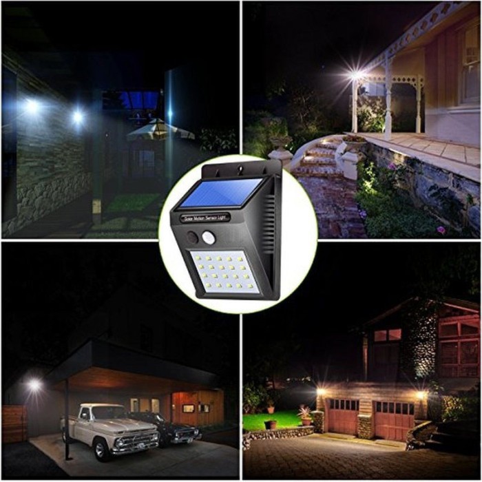 Соларен LED аплик 3W 6500K черен със сензор