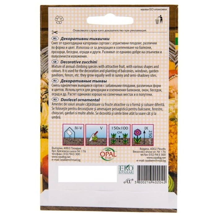 Декоративни тиквички микс Cucurbita pepo ornamental