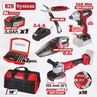 R20 Комплект 3 машини 5Ah + 4 чанта RDP-BXS3