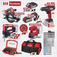 R20 Комплект 4 машини 2Ah 4Ah + 3 чанта RDP-BXS12